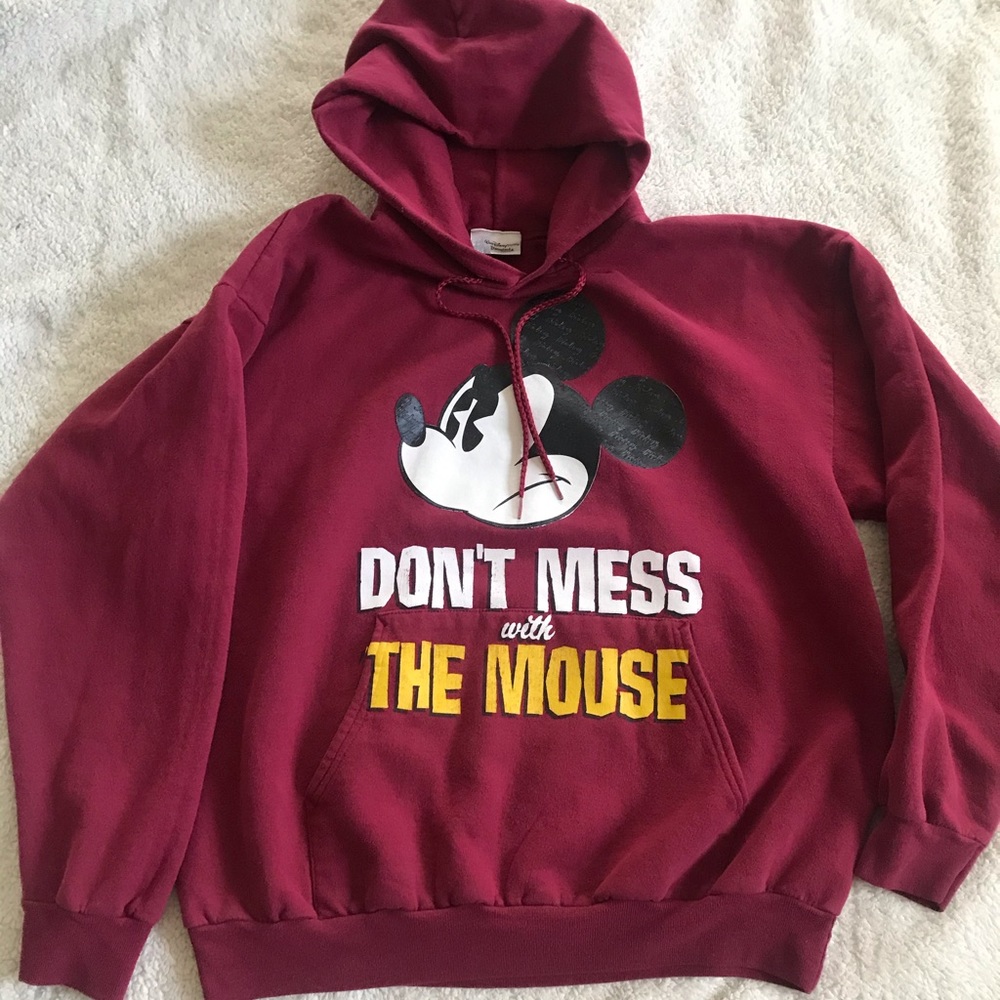 Disney Mickey Mouse Burgundy Hoodie Size Large